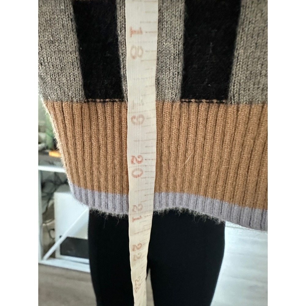 Maeve Anthropologie Kinsley Checkered Ribbed Collared Cropped Cardigan Sweater L - Picture 10 of 10